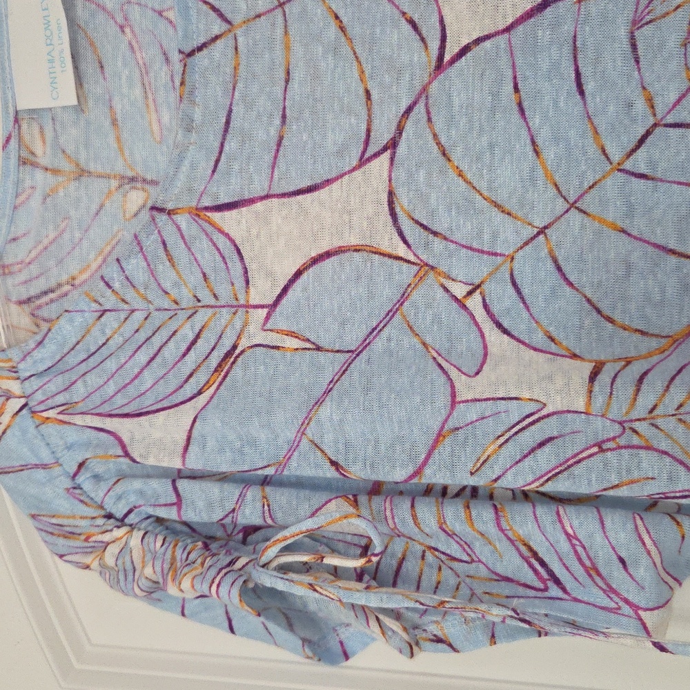 Cynthia Rowley Light Blue and Purple Leaf Blouse - Picture 7 of 9